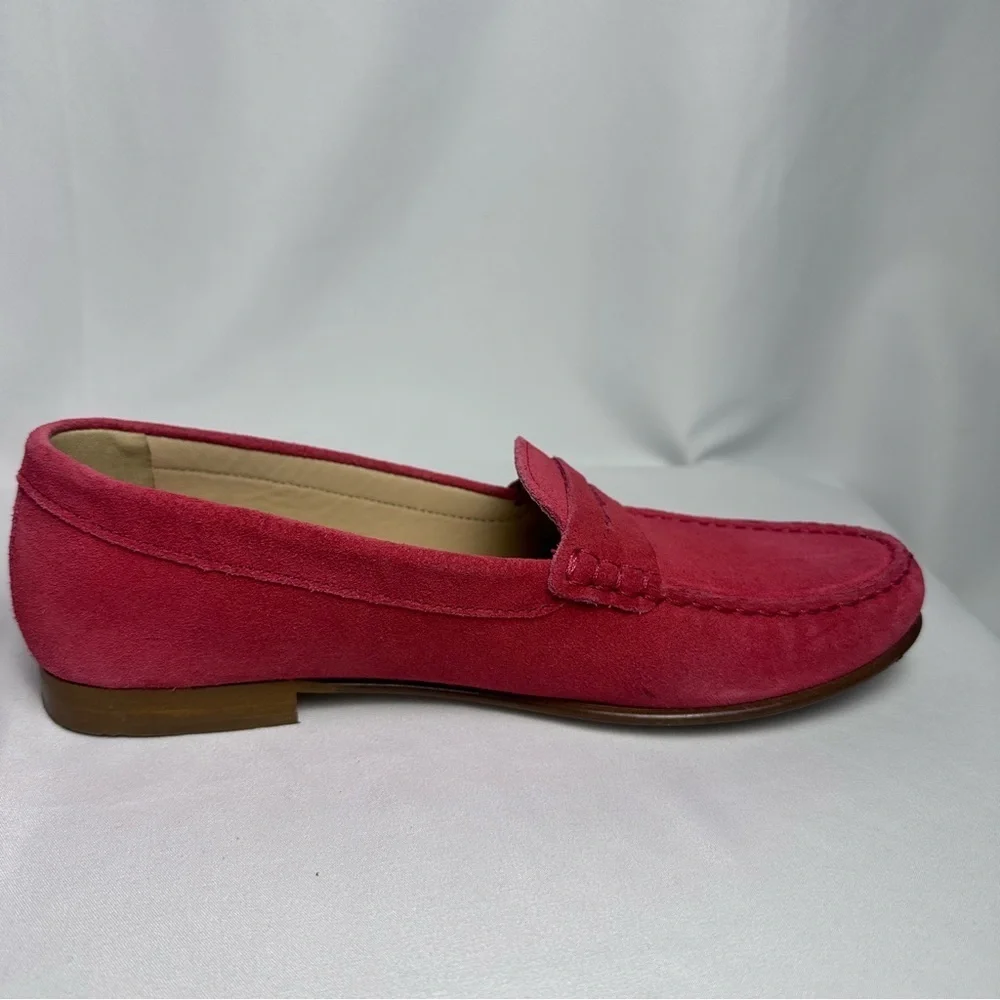 J Crew Womens Suede Leather Fuchsia James Loafers Flats Shoes size 8
